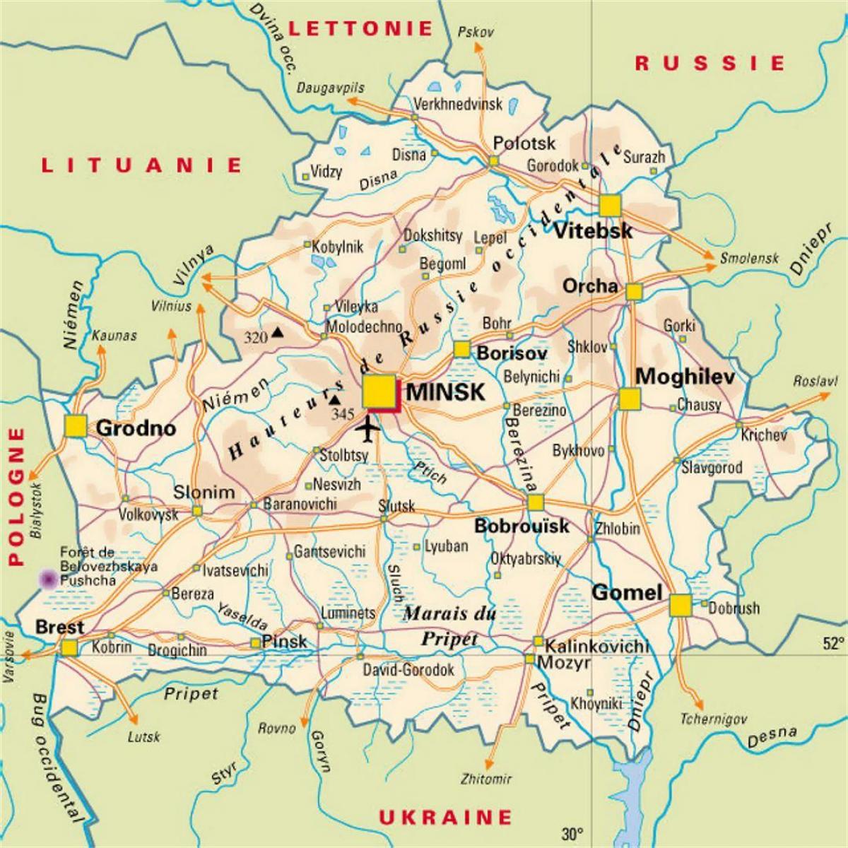 Map of Belarus cities