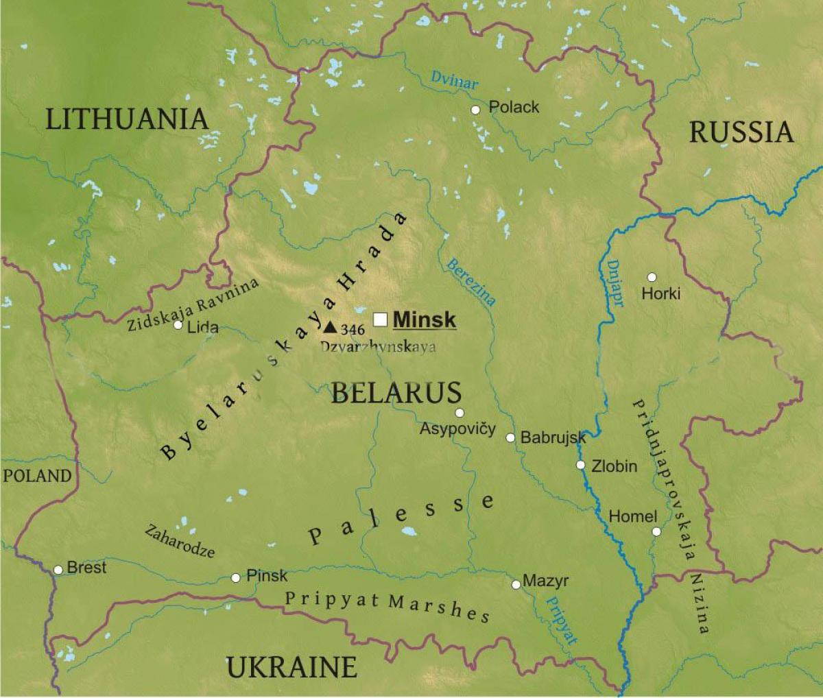 Map of Belarus physical